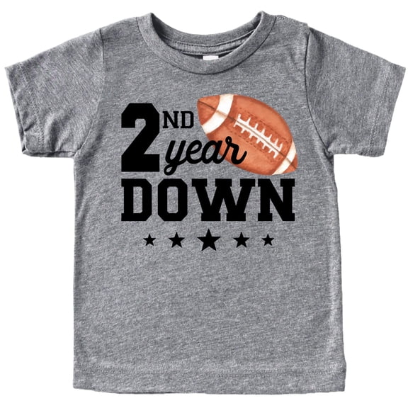 2nd Year Down Football Shirt for Boys and Girls Sports Theme Birthday Party Tee Granite Heather Shirt 3T