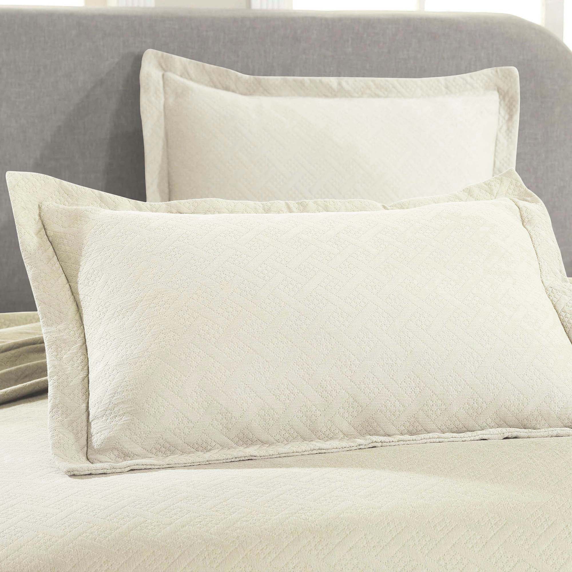 Superior Basket Weave 2 Piece Decorative Cotton Bedspread, Lightweight Bedding Set, Twin Size, Ivory