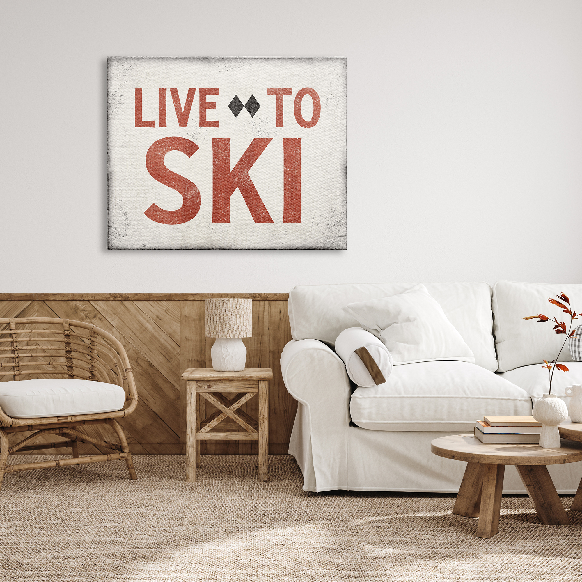 Stupell Industries Live To Ski Phrase Double Black Diamond Symbol, 48 x 36, Design by JJ Design House LLC