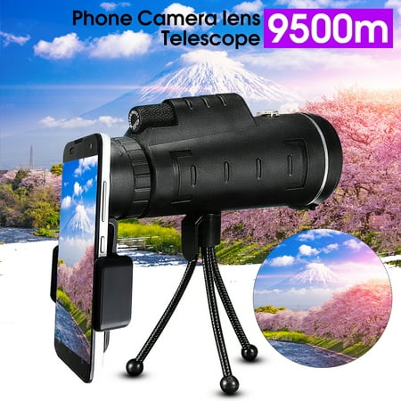 Waterproof 9500m 40X60 Monocular Optical HD Lens Universal Mobile Phone Telescope & Tripod Clip for Outdoor Hunting Bird Watching Camping Christmas