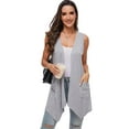thumbnail image 3 of Cizayoi Women's Sleeveless Cardigan Vest Draped Cardigans Asymmetric Hem, 3 of 6