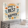 thumbnail image 4 of What's the Best That Could Happen Motivational Tapestry Wall Hanging, Floral Positive Affirmations Inspirational Quote Wall Blanket Decor for Kitchen Home Bar, 50x60 Inch, 4 of 6
