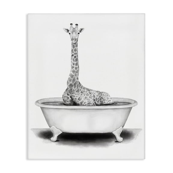 Stupell Industries Traditional Giraffe In Tub Funny Canvas Art, 16 x 20, by Rachel Nieman