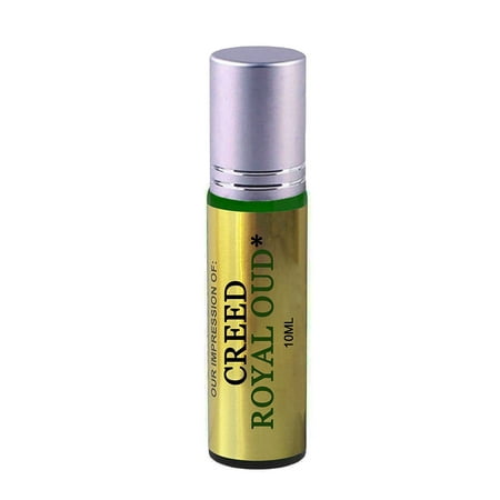 Green Glass Perfume Bottle Premium Parfum Oil Blend- Similar to Creed Royal Oud Perfume*100% Pure Perfume Oil, Alcohol Free in a 10ml Green Glass Roller Bottle with Metal Ball, Silver Cap (Perfume Studio Oil Blend CF-105) ()