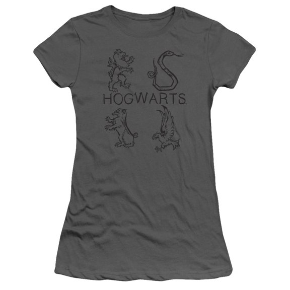 Harry Potter Literary CrestS/S S Junior Women's T-Shirt Sheer Charcoal