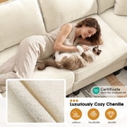BedLuxury 84” Modular Sectional Sofa with Moveable Storage Ottoman, Cloud Couch Seats 4, Modern Living Room Furniture, Chenille Beige
