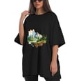 thumbnail image 4 of Women T Shirt Graphic Tee Summer Tops Half Sleeve Loose Drop Shoulder Vintage Shirts Streetwear Sweat Casual Tees XS, 4 of 5