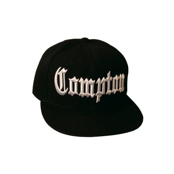 Compton Flat Bill Snapback Black Adjustable Baseball Cap