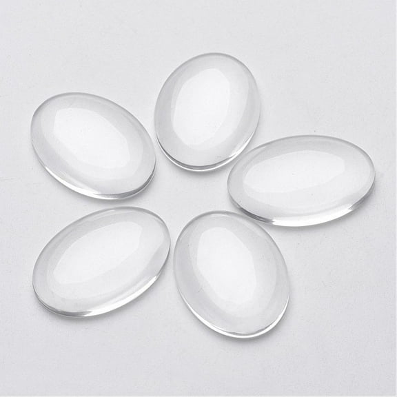 20pcs Clear Domed Glass Cabochons for Making Pendants Oval 25x18mm 5.4mm(Range: 4.9~5.9mm) thick