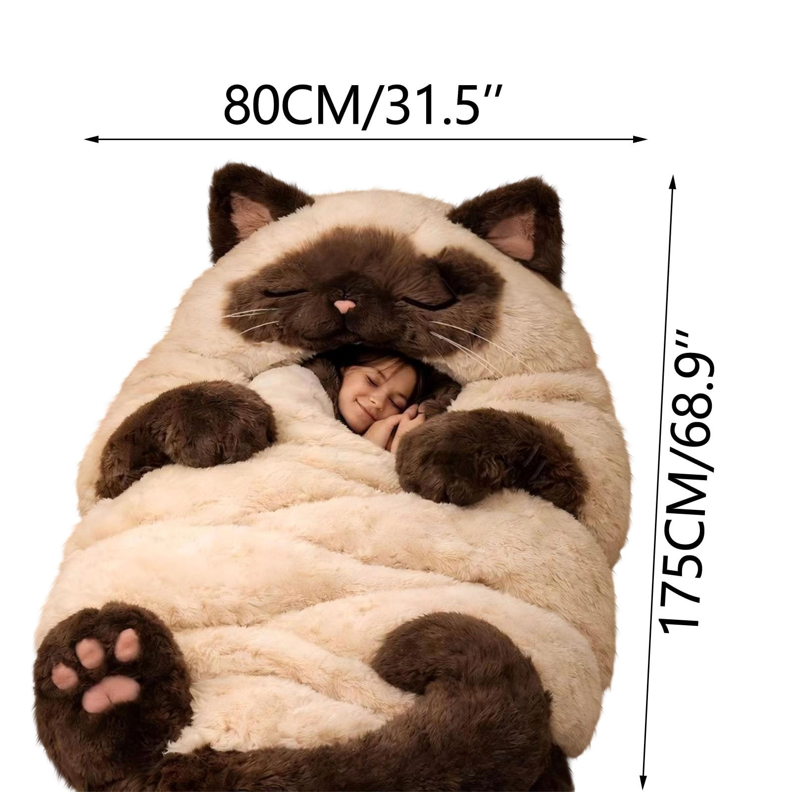 Adorable Cats Envelopes Sleeping Bag for Adults, Fluffy Plush Sleeping Bag 68x31 Inches, Warm & Comfortable for Camping & Indoor Use, Machine Washable