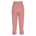 thumbnail image 4 of Htigea Capri Leggings for Women Summer Elastic Waist Slim Fit Yoga Bottom Pants Casual Workout Capris Pink,S, 4 of 5