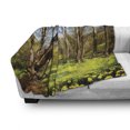 thumbnail image 3 of Nature Soft Flannel Fleece Blanket, Spring Forest Flower Field and Trees Dreamy Eco in Sunny Open Sky Landscape, Cozy Plush for Indoor and Outdoor Use, 70" x 90", Yellow Blue Brown, by Ambesonne, 3 of 6