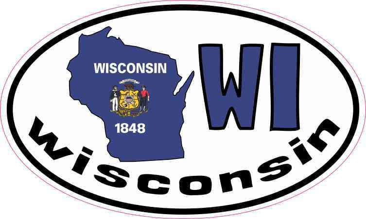 Stickers Wisconsin Map Flag Decals
