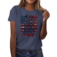 thumbnail image 4 of Women's T-shirts Short Sleeves Round Neck Simple Graphic Pattern Lightweight Soft Tops T-shirts for Independence Day Fourth of July Women's Beach Outfits Ship in 2 Days, 4 of 7