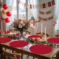 thumbnail image 5 of Pure Red Round 13 Inch Placemats Set of 6, Simple Solid Color HeatResistant Non Slip Place Mats for Dining Table, Wipeable Braided Kitchen Table Mats for Housewarming, 5 of 9