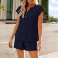 thumbnail image 2 of Amzcrzy_Two Piece Sets for Women with Pockets Comfy Notched Neck Womens Suit with Button Casual Looose Solid Color Short Sleeve Top and Pants Suit Trendy Travel Outfits, 2 of 5
