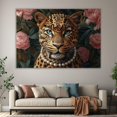 thumbnail image 6 of Mudket Framed Leopard with Pearl Necklace and Flowers Canvas Wall Art, Elegant Leopard Print Wall Decor, Vintage Animal Wall Art Ready to Hang - 12"L x 8"W, 6 of 10