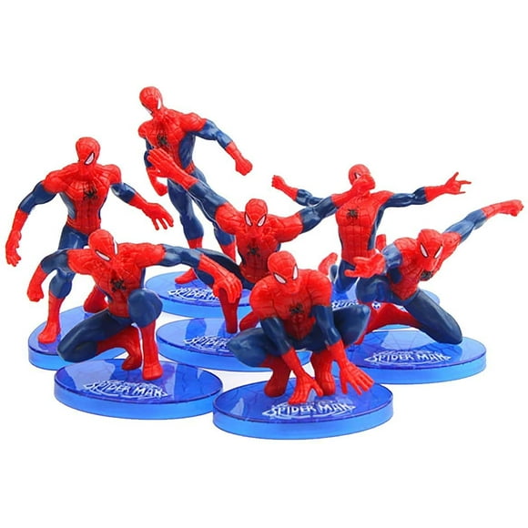 Décoration de Gâteau Araignée Décoration de Gâteau d'Anniversaire Mini Figurines Araignée Superhéros Décoration de Gâteau Décoration de Dessus de Gâteau pour Fournitures de Fête d'Anniversaire pour Enfants 7 Pcs