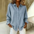 thumbnail image 2 of DAFPZW Striped Button Down Shirts for Women Cotton Dress Shirt Long Sleeve Collared Blouse Tops Business Office Attire, 2 of 5