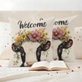 thumbnail image 2 of Outdoor Pillow Covers Farmhouse Cow Colorful Garland Waterproof Pillow Cases 16x16 Set of 2, Retro Linen Texture Throw Pillow Cover Pillowcase for Patio Balcony Couch Garden, 2 of 9