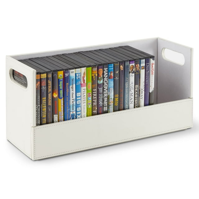 Caja de almacenamiento de DVD Stock Your Home de piel sintética blanca