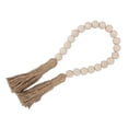 thumbnail image 3 of Natural Wood Bead Garland, Hand Made Farmhouse Beads Light Weight With Tassels For Family, 3 of 8