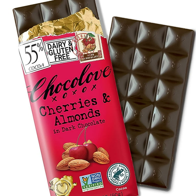 Chocolove Cherries & Almonds in Dark Chocolate Bar, 3.2 Ounce