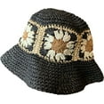 thumbnail image 5 of CoCopeaunts Women Straw Bucket Hat Flowers Pure Hand-Woven Crochet Fisherman Hat Beach Summer Breathable Hollow Bucket Cap, 5 of 8