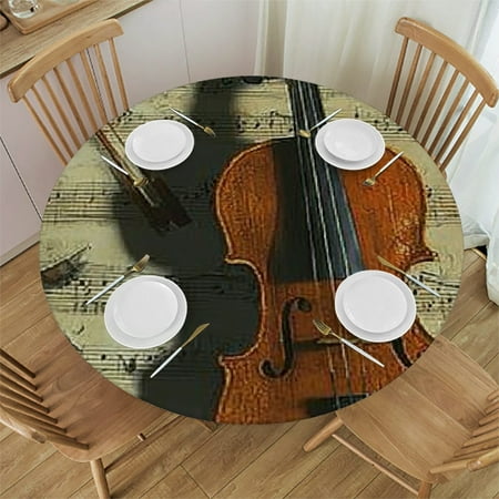 

Patifu Violin Music Notes Key Round Tablecloth Stain-Resistant Washable for Indoor Outdoor Restaurants Weddings Parties Home Kitchen Decoration Outdoor Fitted Home 42 -46