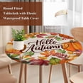 thumbnail image 4 of Orange Pumpkins Round Tablecloth, Fitted Table Cover with Elastic for 55"-60" Round Tables, Farmhouse Rustic Watercolor Botanical Table Cloth Outdoor Indoor Dinning Party Waterproof Tablecloths, 4 of 7