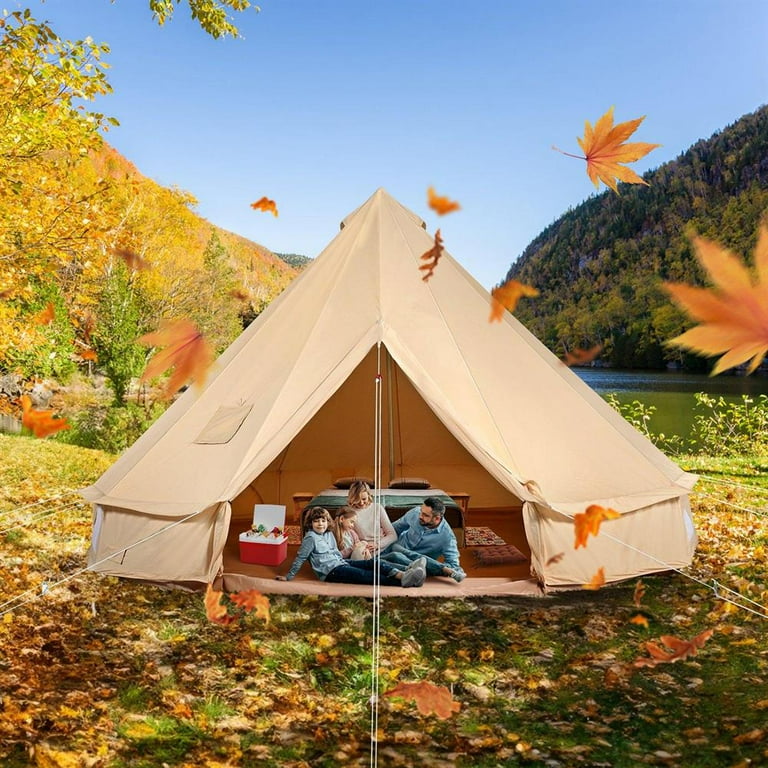 Choco Moon 8-Person Canvas Tent, Large Family Glamping Shelter