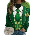 thumbnail image 2 of VBARHMQRT Chandail à Capuchon Vert Foncé Femmes T-Shirts de la St-Patrick Col Rond Chandail Vert Manches Raglan Chandail à Enfiler Hauts Amples Convenant aux Hauts Habillés, 2 of 5