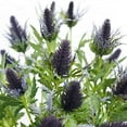 thumbnail image 6 of Viworld Real Size Artificial Thistle Flowers Real Touch 8 Stems Rustic Purple and Green Thistle Decor Spray Eryngium | Sea Holly for Wedding Bouquet Centerpiece 26 inches, 6 of 6