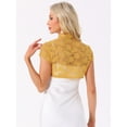 thumbnail image 4 of DARING DIVA Women's Lace Cardigan Stand Collar Short Shrugs M Yellow, 4 of 6