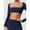 Navy Blue, variant on AEXTO Women's Solid Square Neck Crop Sports Tee, Sporty Tight-fitting Long Sleeve T-shirt for Yoga Gym Workout, Ladies Sportswear for All Seasons