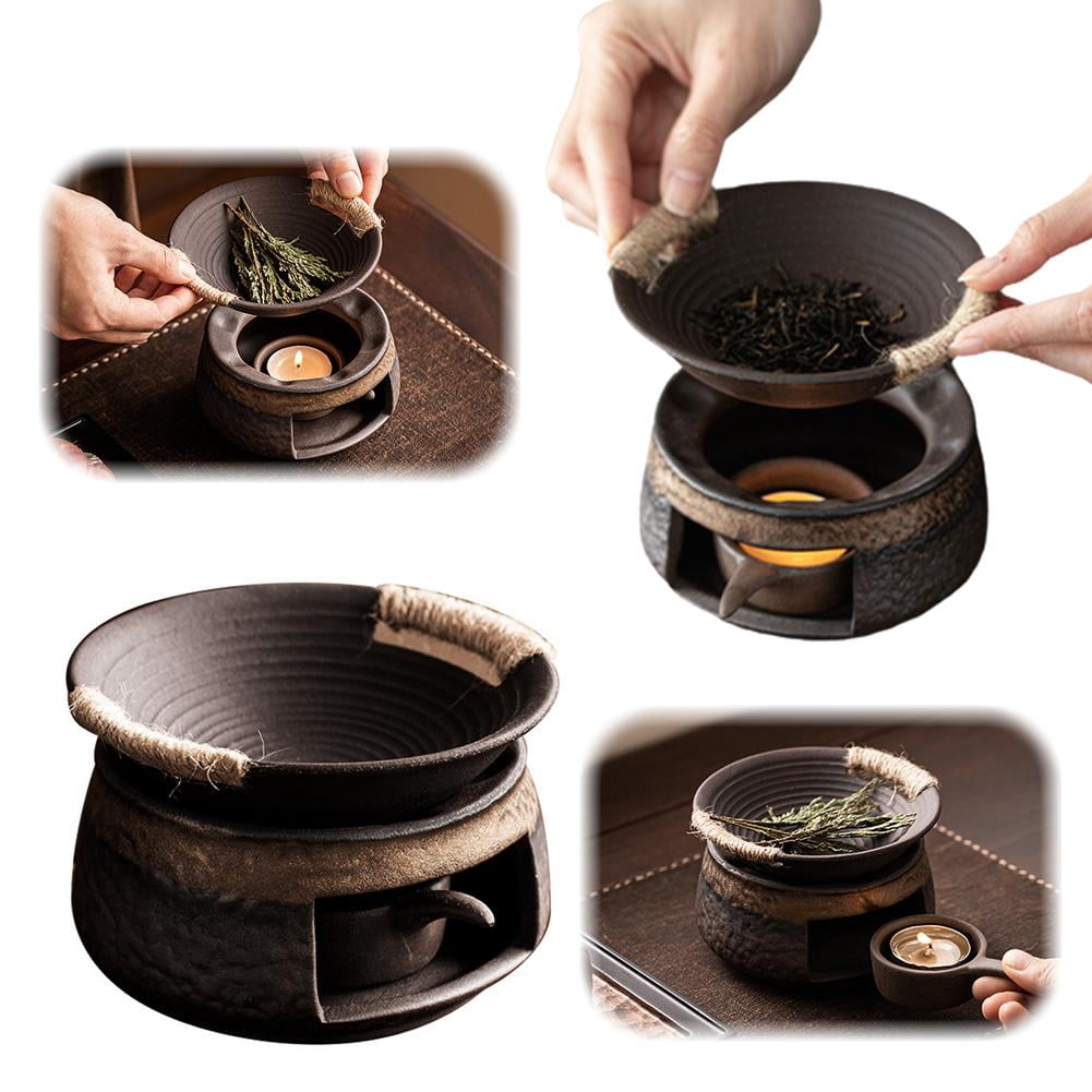 Pekkaxy Ceramic Tea Warmer & Incense Holder Set, 4.6 in Base, Gentle Heat for Aromas, Perfect for Home Tea Ceremonies and Relaxation