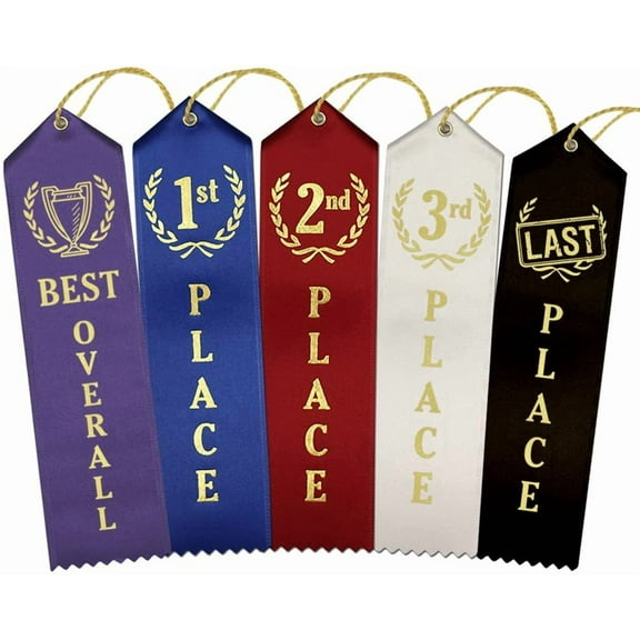 RibbonsNow Ideal Award Ribbon Set - 14 Total Ribbons - 1 Best Overall, 4 Each 1st-3rd Place, & 1 Last Place