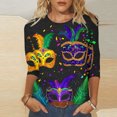thumbnail image 2 of Penkiiy Blouse Carnaval Manches 3/4 Chemise de Printemps Quotidienne Tee Imprimé Masque Blouse Mardi Gras Col Rond 2024 Tee Tunique Habillée S Multicolore, 2 of 5