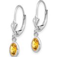 thumbnail image 2 of 14k White Gold White 6x4 Oval Bezel November/Citrine Leverback (4x23mm) Earrings, 2 of 4