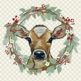 thumbnail image 2 of Keller, Lee 12x12 Black Ornate Wood Framed with Double Matting Museum Art Print Titled - Christmas Calf Wreath, 2 of 4
