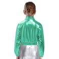 thumbnail image 3 of Hansber Kids Shiny Metallic Bomber Jacket for Boys Girls Long Sleeve Zip Up Motorcycle Baseball Coats Light Green 8, 3 of 5