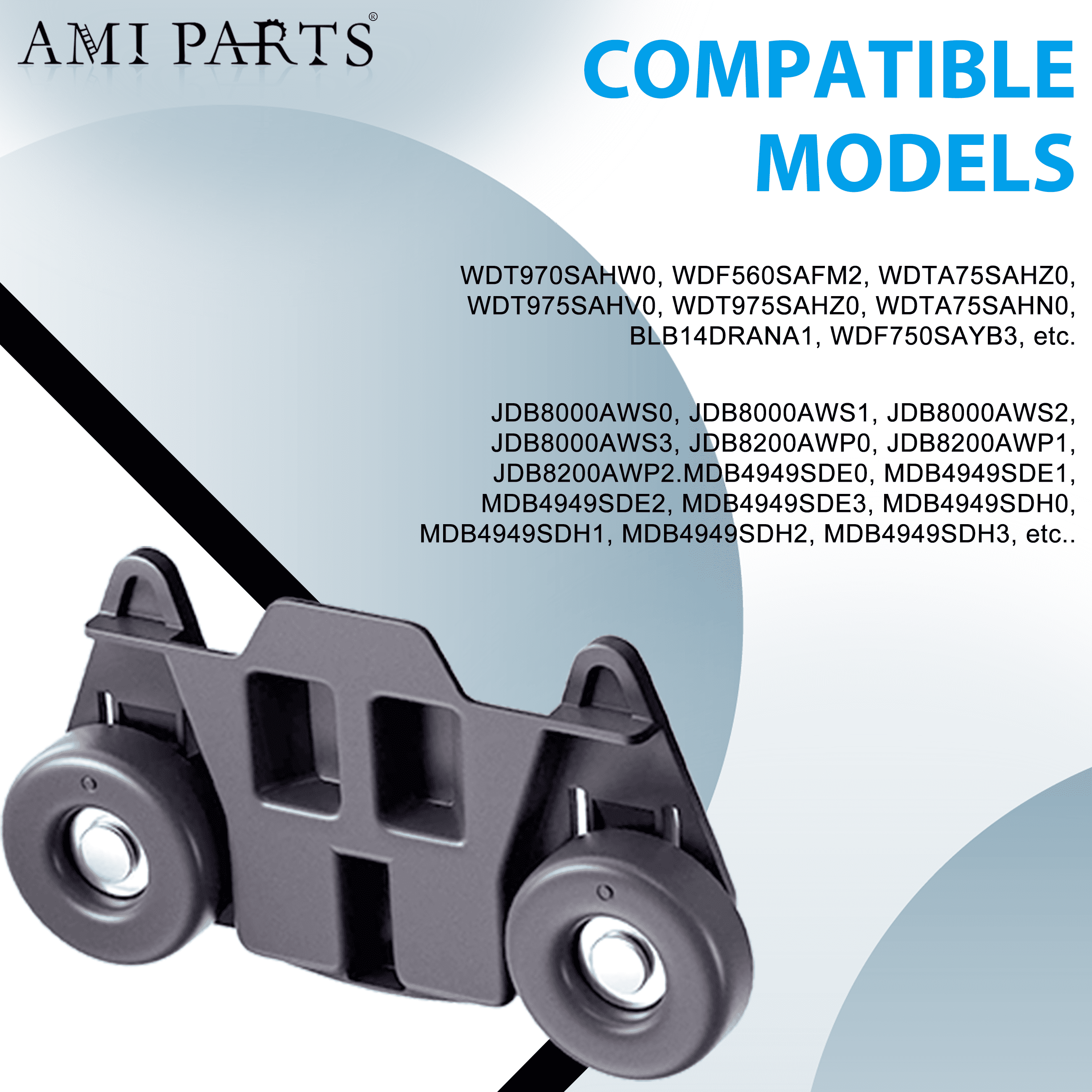AMI PARTS W10195416V Lower Wheel Dishwasher Dish Rack Roller for Whirlpool W10195416 W10195416VP