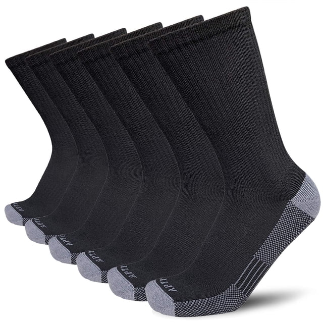 Calcetines de trabajo APTYID para hombre, con control de humedad y acolchado, paquete de 6