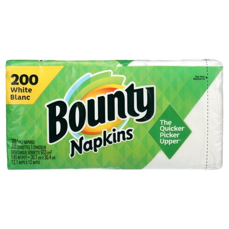 Bounty Quilted Napkins, 1-Ply, 12 1/10 x 12, Assorted - Print or White, 200/Pack