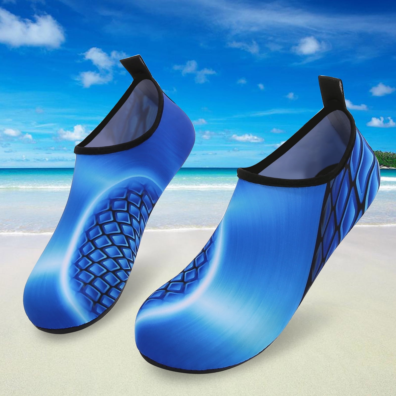 Men and Women a Slip On Barefoot Quick-Dry Beach Aqua Yoga Water Shoes (Tile/Blue, 13-14 Women/10.5-11 Men)