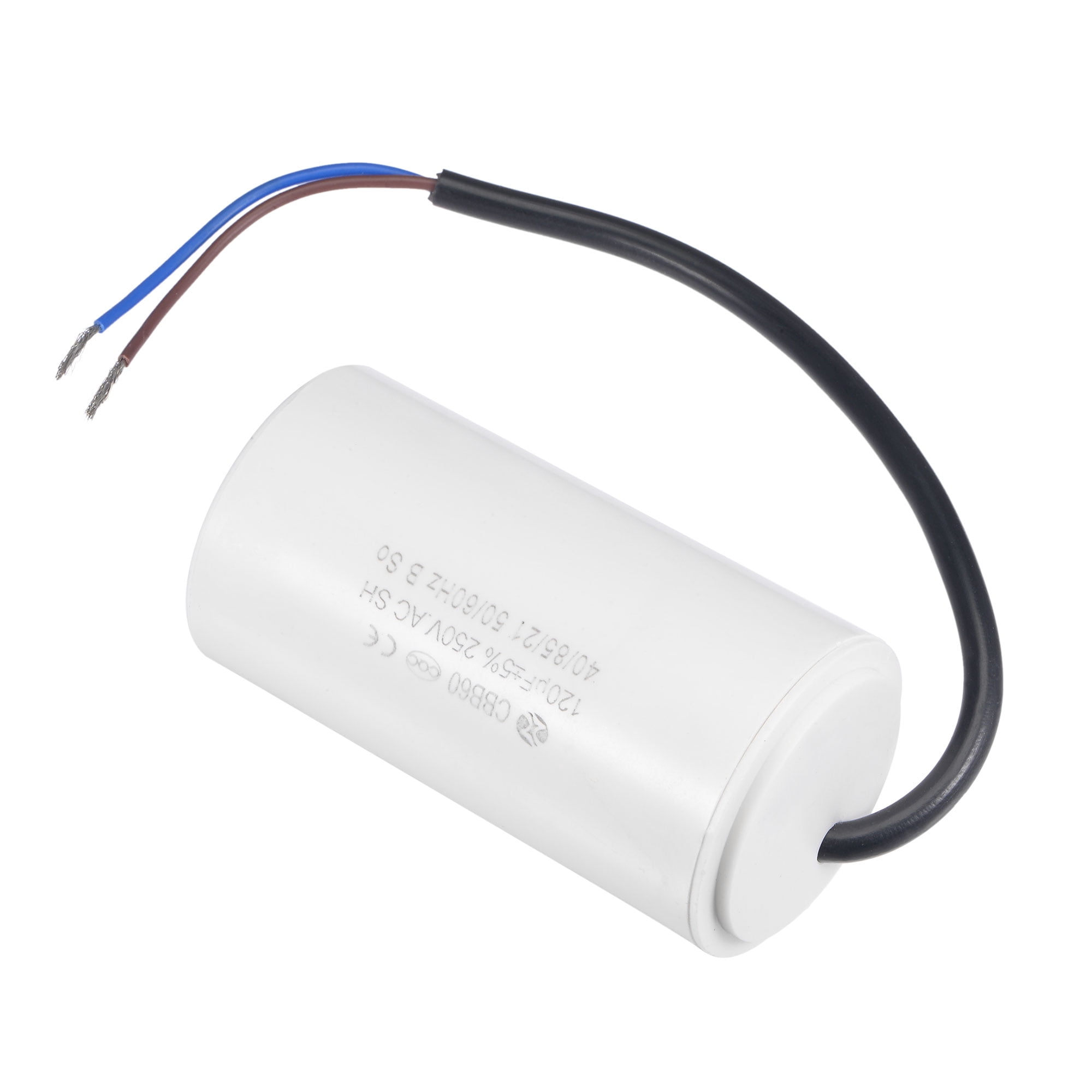 Uxcell 96x49mm 120uF 250V AC 50/60Hz 2 Wires CBB60 Run Capacitor White