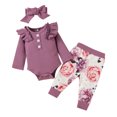 thumbnail image 2 of DPTALR Toddler Kids Girls Ruffle Cotton Clothes Leopard Flowers Print Outfit Bow Set, 2 of 9