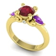 thumbnail image 2 of 2.50 Carat Round Cut Red Ruby & Amethyst Gemstone Latest 3-Stone Bridal Ring for Women 18K Yellow Gold Size 3 by Diamond-Capitals, 2 of 8