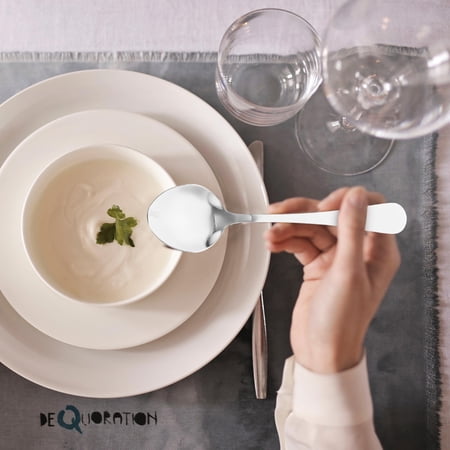 ibasenice 6Pcs Household Dinner Spoons Stainless Steel Soup Spoons for Porridge Dessert and Rice