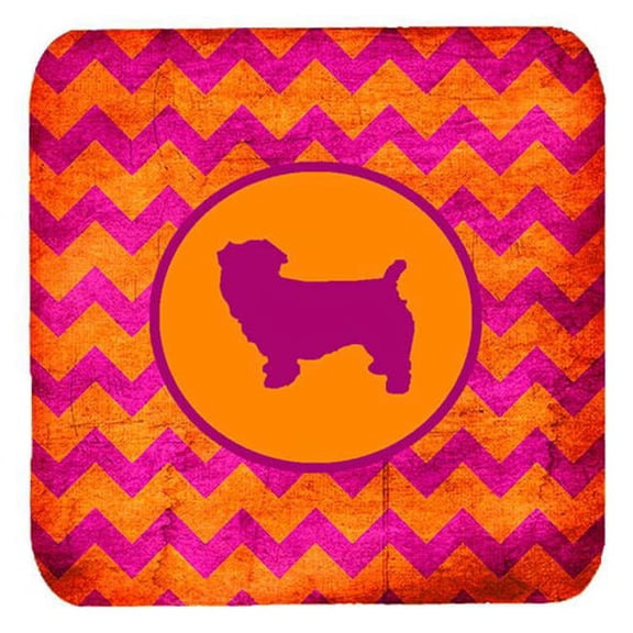 Glen Of Imal Chevron Pink And Orange Foam Coasters, Set Of 4